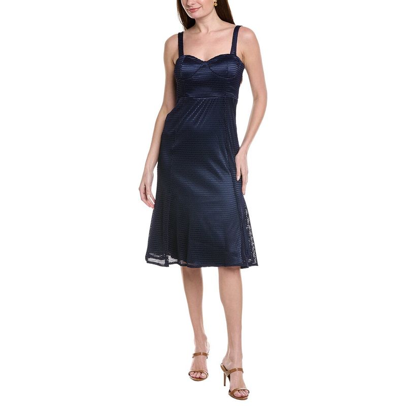 Gracia Womens Mesh Sleeveless Bodycon Fish Tail Dress, Navy